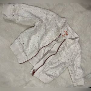 Baby girl white zip up sweater